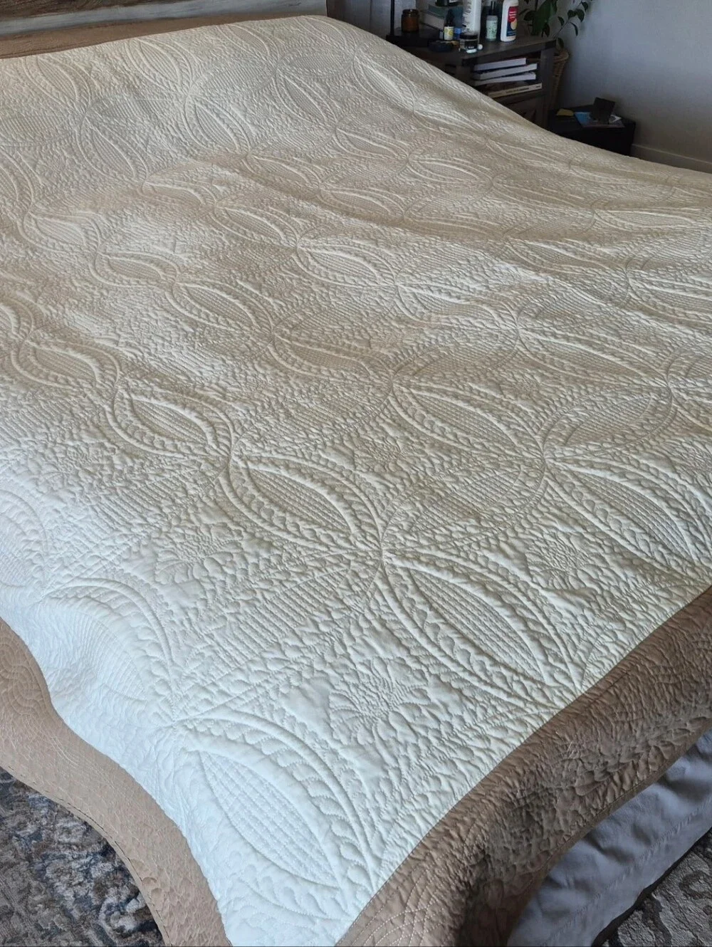 Better Homes & Gardens King Quilted Bedspread - Cream & Tan Neutral Bedding